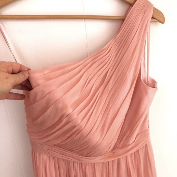 J. Crew Blush Pink Kylie Silk Chiffon One Shoulder Dress Women’s Size 8 - Picture 4 of 12
